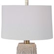 Bowery Hill Contemporary Ceramic Fabric and Iron Table Lamp in Warm Gray