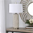 Bowery Hill Contemporary Ceramic Fabric and Iron Table Lamp in Warm Gray