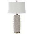 Bowery Hill Contemporary Ceramic Fabric and Iron Table Lamp in Warm Gray