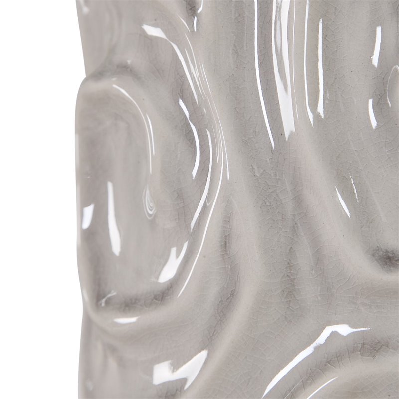 Bowery Hill Contemporary Ceramic Fabric and Iron Table Lamp in Warm Gray