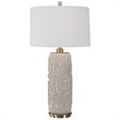 Bowery Hill Contemporary Ceramic Fabric and Iron Table Lamp in Warm Gray