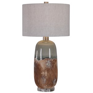 Bowery Hill Ceramic Iron and Fabric Table Lamp in Terracotta Rust Brown