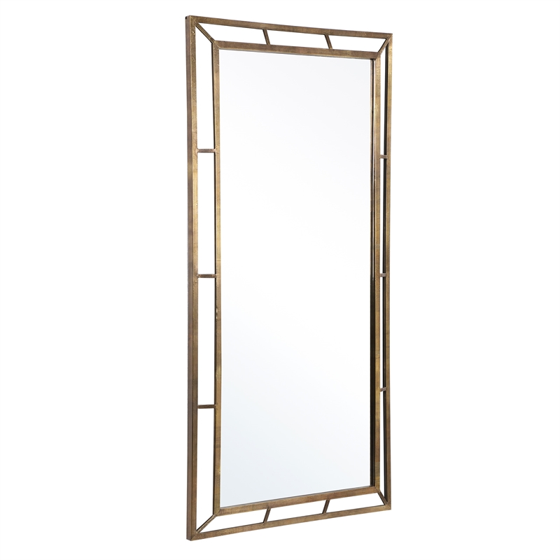 Bowery Hill Traditional Iron MDF Wood Copper Mirror in Brass