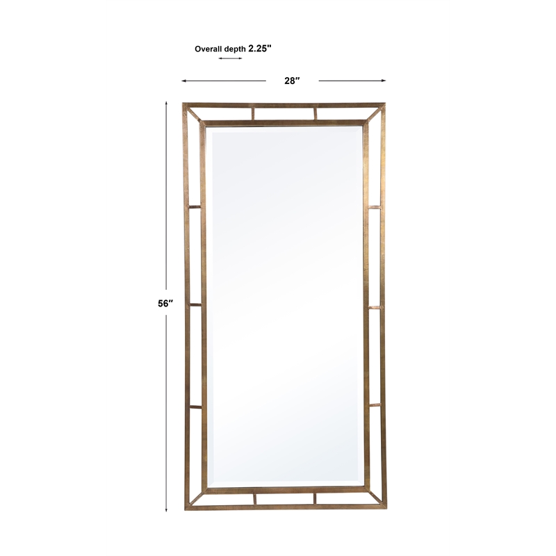 Bowery Hill Traditional Iron MDF Wood Copper Mirror in Brass