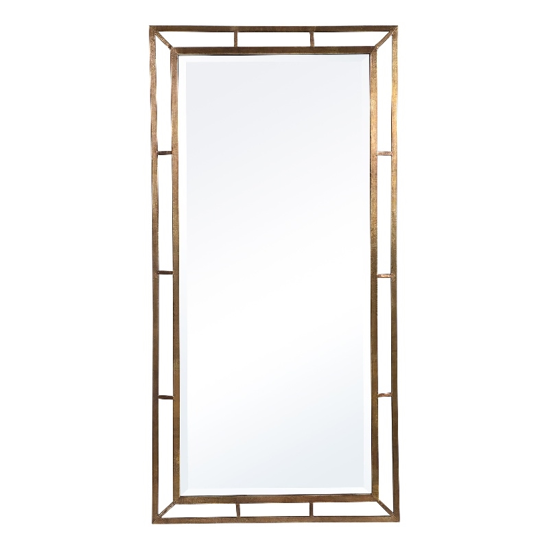 Bowery Hill Traditional Iron MDF Wood Copper Mirror in Brass