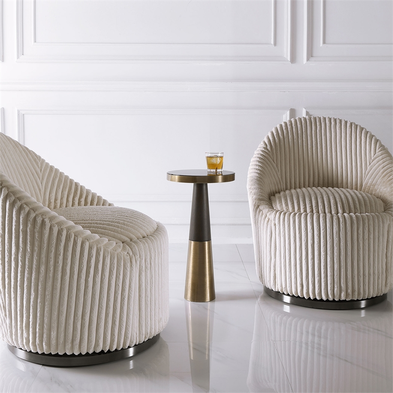 Bowery Hill Contemporary Glass Accent Table in Brass/Brown Finish