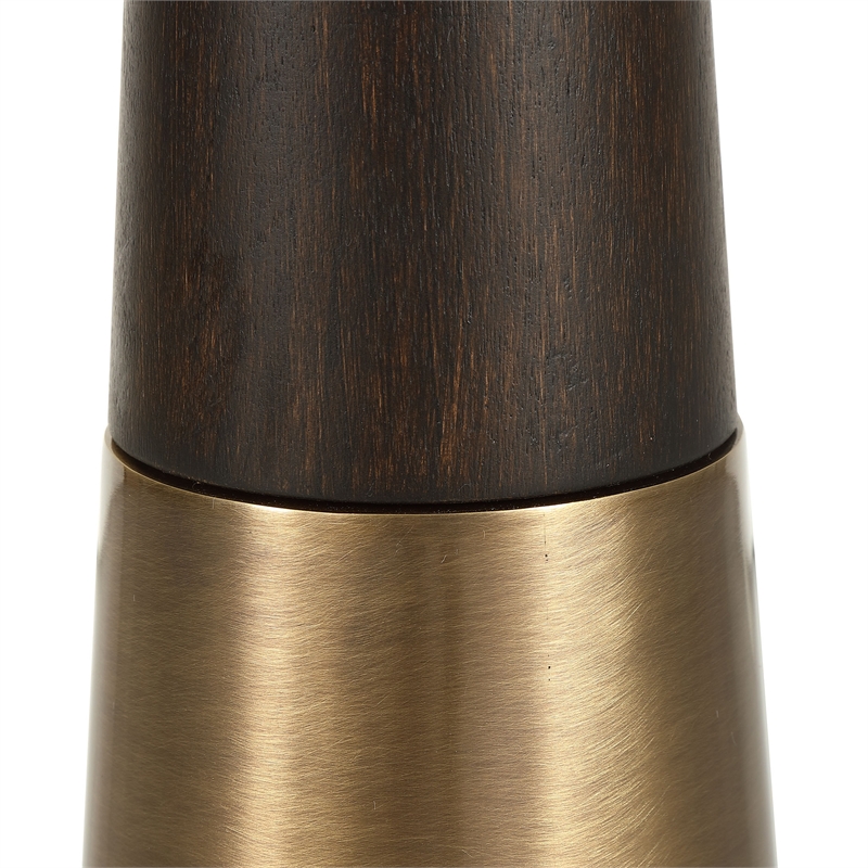 Bowery Hill Contemporary Glass Accent Table in Brass/Brown Finish