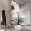 Bowery Hill Coastal Polyester Ceramic and Bamboo Orchid in White