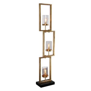 Bowery Hill Contemporary Steel and Glass Floor Lamp in Black/Gold