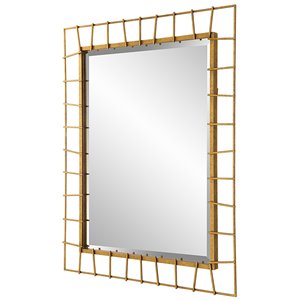 Bowery Hill Contemporary Iron and MDF Rectangular Mirror in Gold