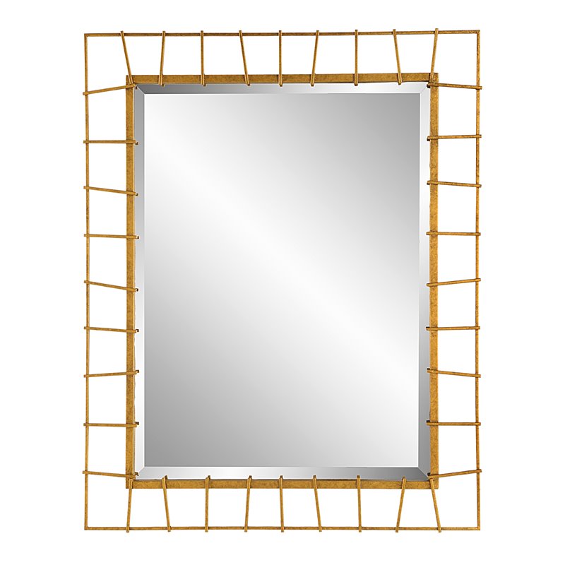 Bowery Hill Contemporary Iron and MDF Rectangular Mirror in Gold