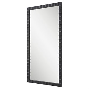 Bowery Hill Contemporary Iron and MDF Mirror in Matte Black/Silver