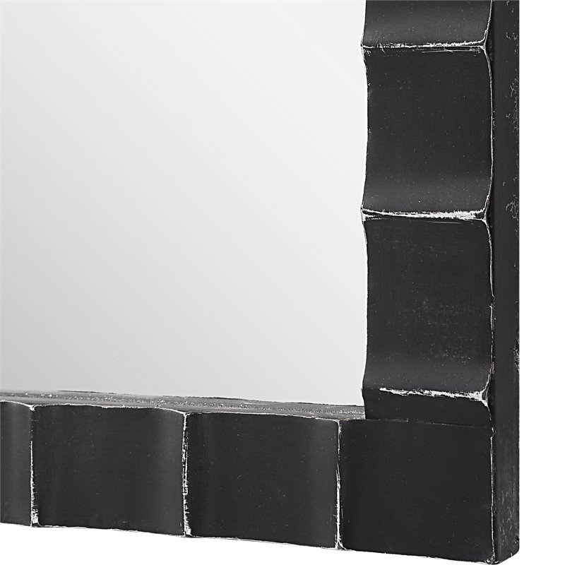 Bowery Hill Contemporary Iron and MDF Mirror in Matte Black/Silver