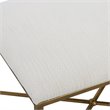 Bowery Hill Contemporary Iron and Fabric Small Bench - Antique Gold/ White