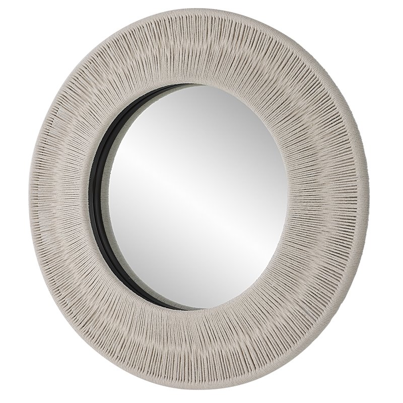 Bowery Hill Sailors Knot Small Round Iron Rope and MDF Wood Mirror in White