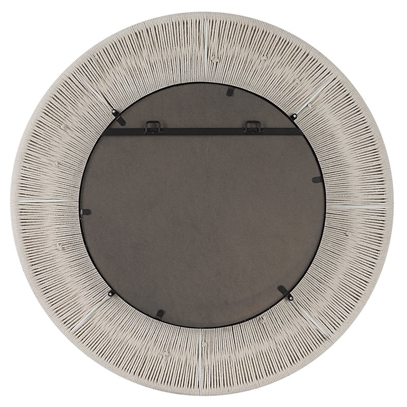 Bowery Hill Sailors Knot Small Round Iron Rope and MDF Wood Mirror in White