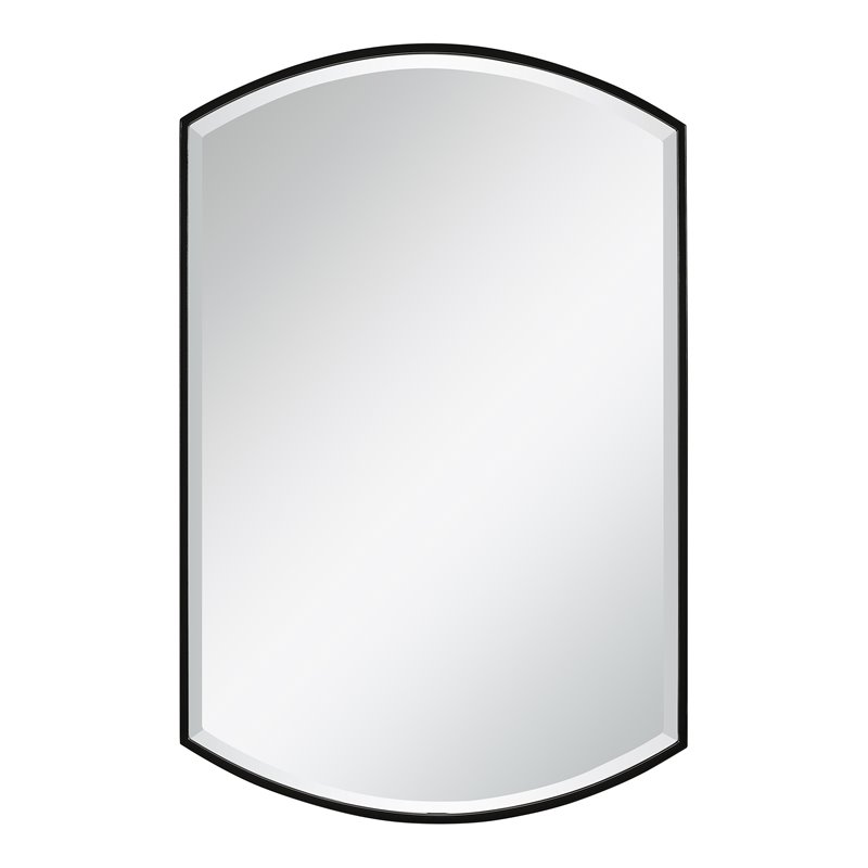 Bowery Hill Transitional Iron Metal and MDF Mirror in Sleek Satin Black