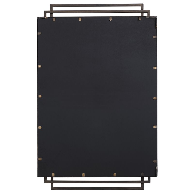 Bowery Hill Iron Metal & MDF Mirror with Silver Highlights in Brushed Gold