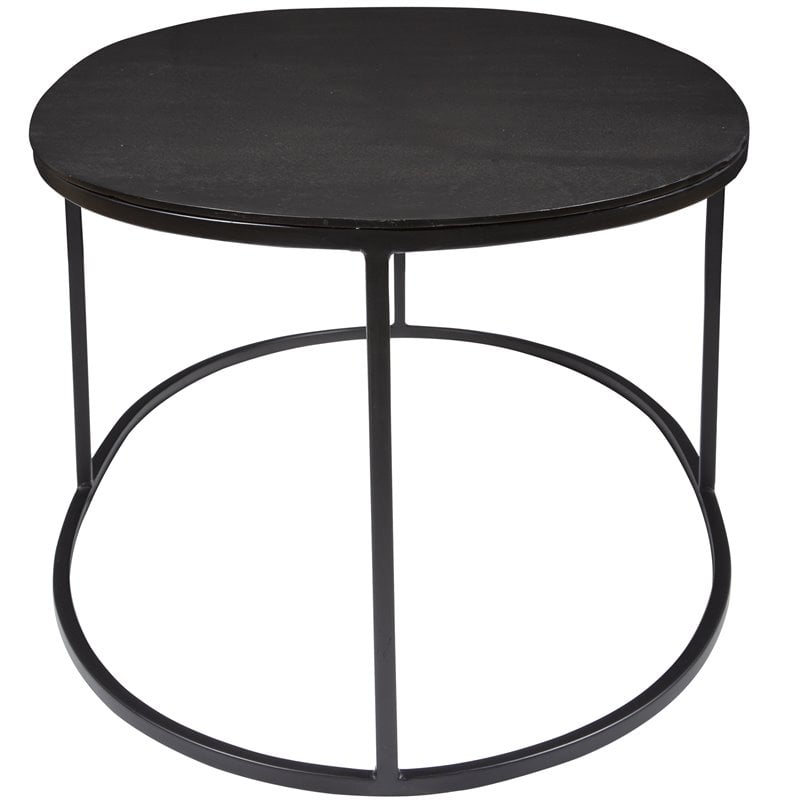 Bowery Hill Oval Iron Metal and Aluminum Coffee Table in Aged Black