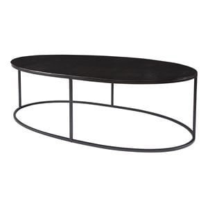 Bowery Hill Oval Iron Metal and Aluminum Coffee Table in Aged Black