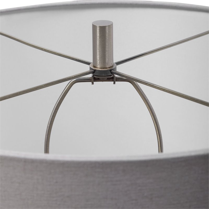 Bowery Hill Ceramic and Steel Table Lamp in Cream-ivory/Nickel