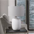Bowery Hill Ceramic and Steel Table Lamp in Cream-ivory/Nickel