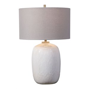Bowery Hill Ceramic and Steel Table Lamp in Cream-ivory/Nickel