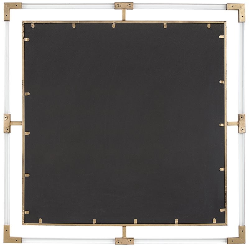 Bowery Hill Square Iron Metal and Clear Acrylic Mirror in Gold