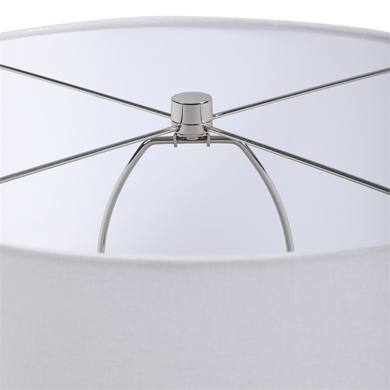 Bowery Hill Blue Waters Ceramic and Fabric Table Lamp in Light Blue/White