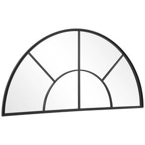 Bowery Hill Contemporary Iron Metal and MDF Window Arch Mirror in Black