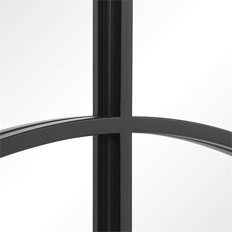 Bowery Hill Contemporary Iron Metal and MDF Window Arch Mirror in Black