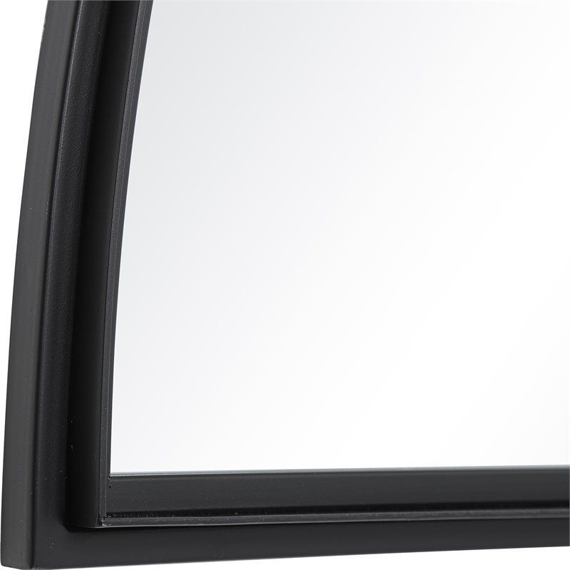 Bowery Hill Contemporary Iron Metal and MDF Window Arch Mirror in Black