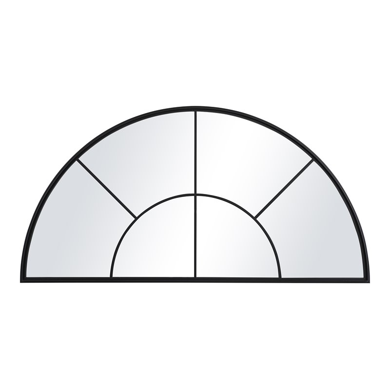 Bowery Hill Contemporary Iron Metal and MDF Window Arch Mirror in Black