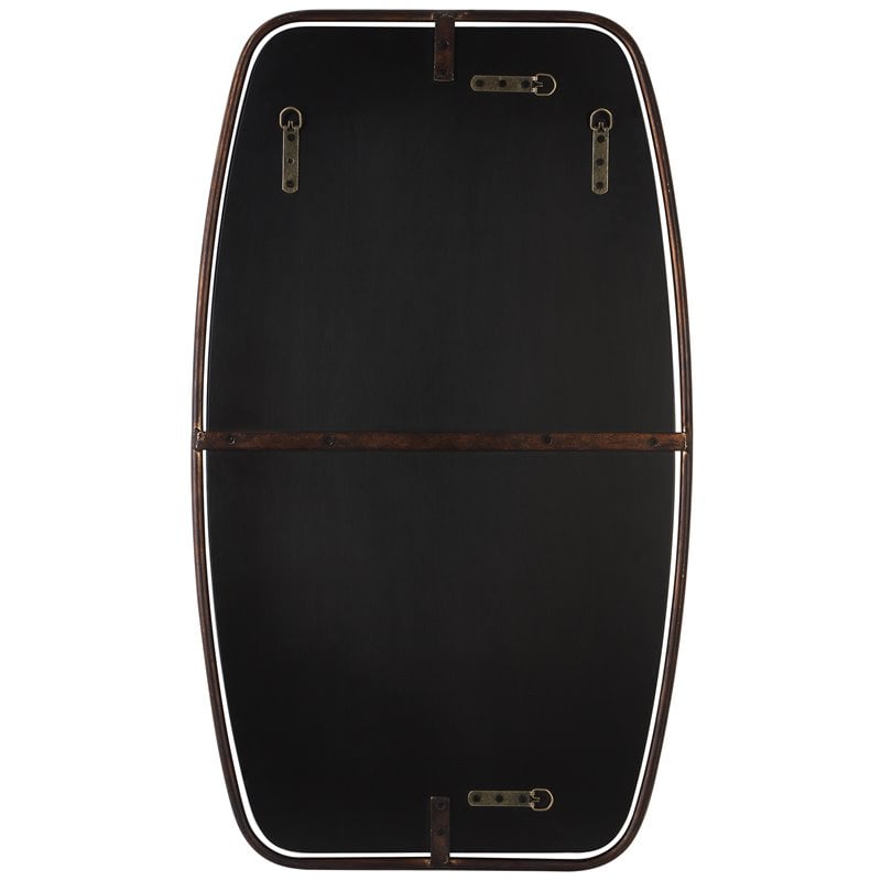 Bowery Hill MDF and Metal Floating Beveled Mirror in Dark Bronze