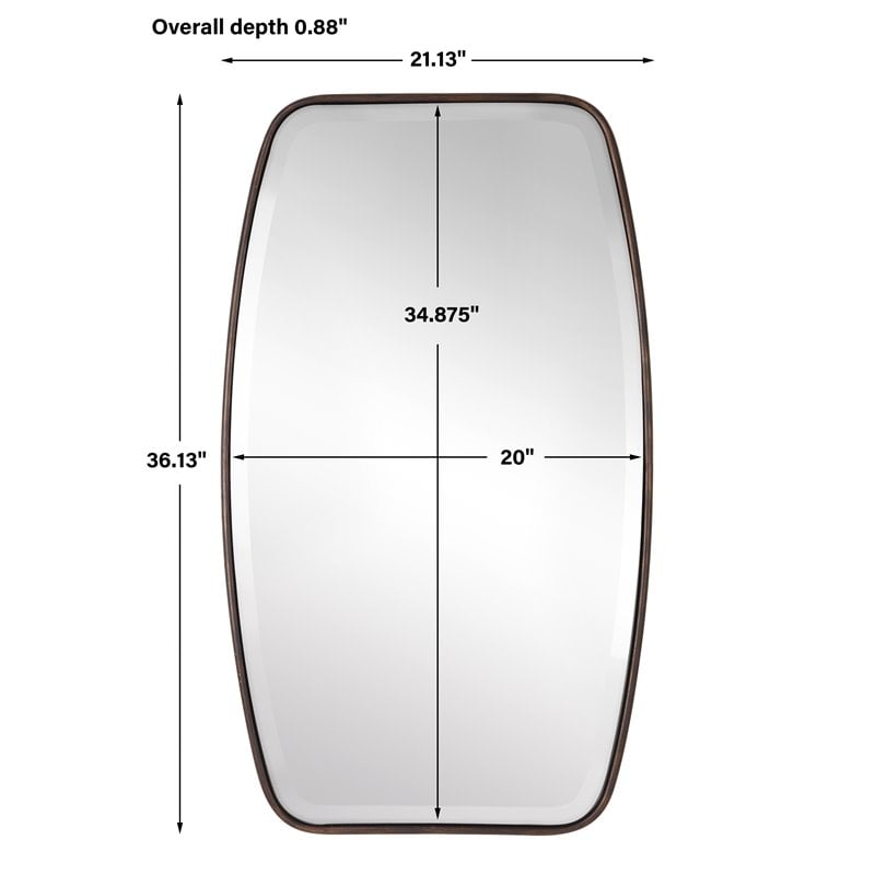 Bowery Hill MDF and Metal Floating Beveled Mirror in Dark Bronze