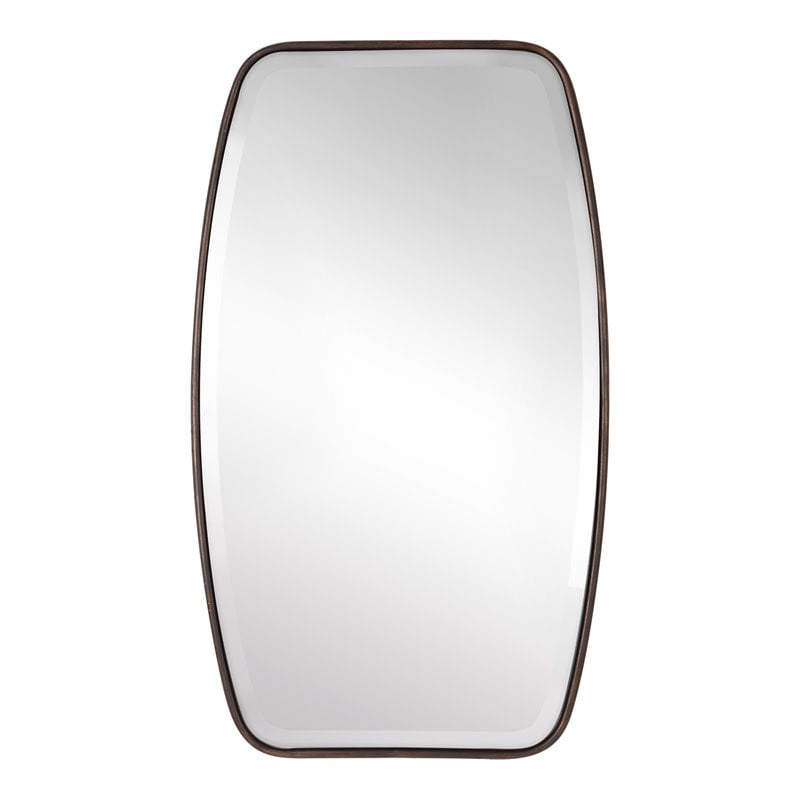 Bowery Hill MDF and Metal Floating Beveled Mirror in Dark Bronze