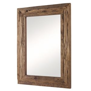 Bowery Hill Farmhouse Reclaimed Pine Wood Mirror in Natural Finish