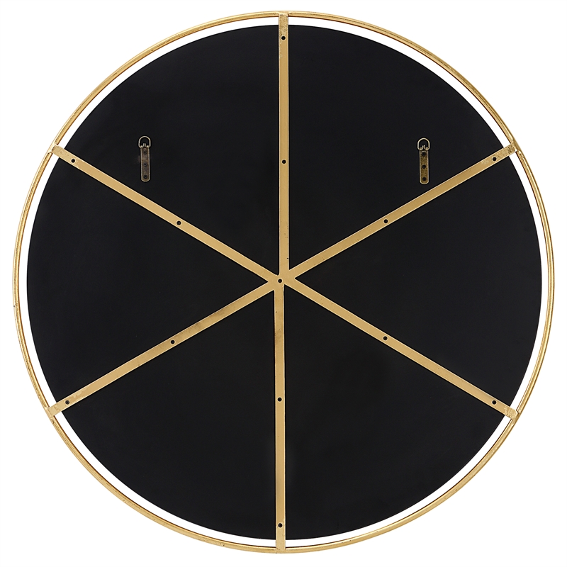 Bowery Hill Round Contemporary Iron Metal and MDF Mirror in Gold
