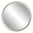 Bowery Hill Round Contemporary Iron Metal and MDF Mirror in Gold