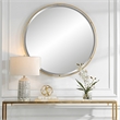 Bowery Hill Round Contemporary Iron Metal and MDF Mirror in Gold
