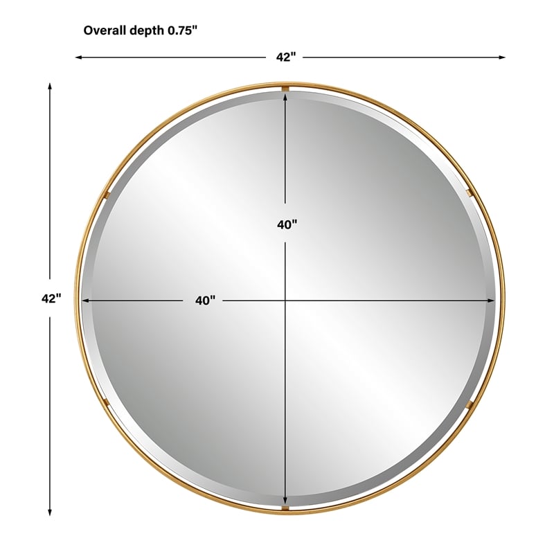 Bowery Hill Round Contemporary Iron Metal and MDF Mirror in Gold