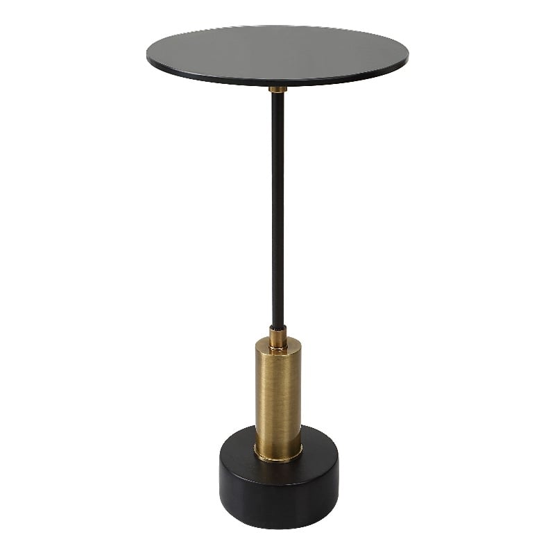 Bowery Hill Contemporary Iron Metal Accent Table in Black/Brass