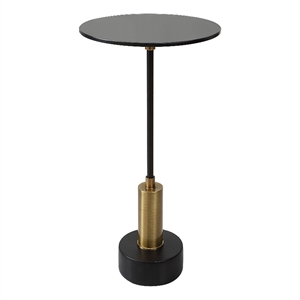 Bowery Hill Contemporary Iron Metal Accent Table in Black/Brass