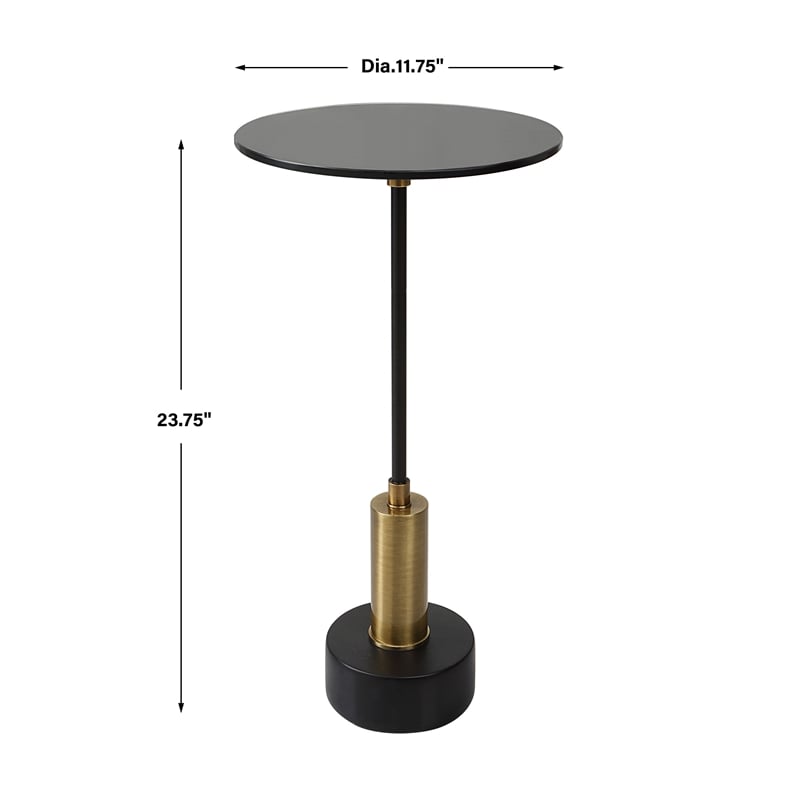 Bowery Hill Contemporary Iron Metal Accent Table in Black/Brass