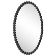 Bowery Hill Oval Transitional MDF and Metal Mirror in Black Finish