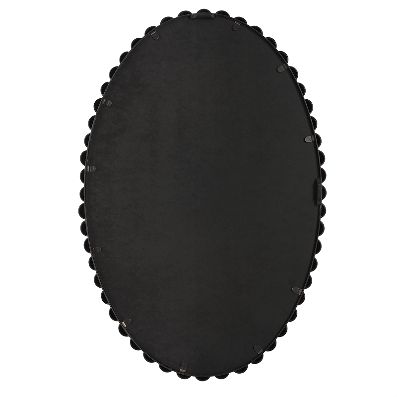 Bowery Hill Oval Transitional MDF and Metal Mirror in Black Finish