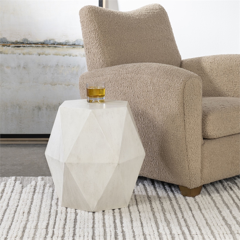 Bowery Hill Contemporary Wood Geometric Accent Table in White