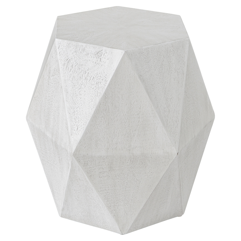 Bowery Hill Contemporary Wood Geometric Accent Table in White