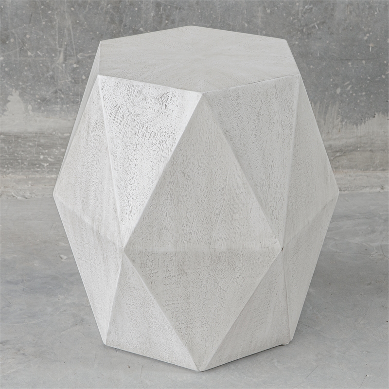 Bowery Hill Contemporary Wood Geometric Accent Table in White