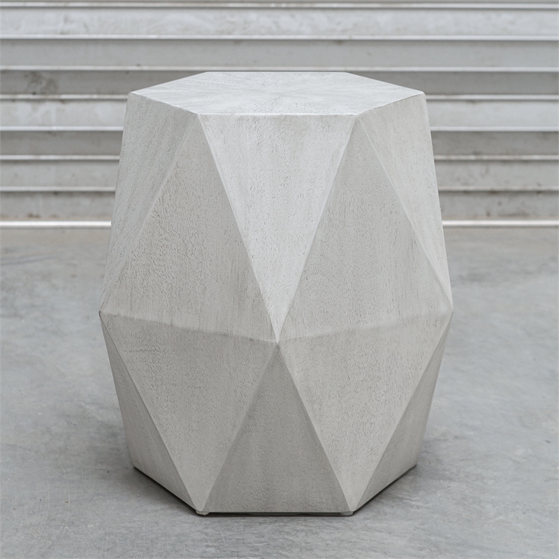 Bowery Hill Contemporary Wood Geometric Accent Table in White